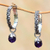 Amethyst hoop earrings, 'Budding Spirit' - Amethyst and Sterling Silver Floral Motif Hoop Earrings (image 2) thumbail