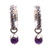 Amethyst hoop earrings, 'Budding Spirit' - Amethyst and Sterling Silver Floral Motif Hoop Earrings thumbail