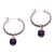 Amethyst hoop earrings, 'Budding Spirit' - Amethyst and Sterling Silver Floral Motif Hoop Earrings (image 2c) thumbail