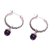 Amethyst hoop earrings, 'Budding Spirit' - Amethyst and Sterling Silver Floral Motif Hoop Earrings (image 2d) thumbail