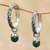 Aventurine hoop earrings, 'Budding Spirit' - Aventurine and Sterling Silver Floral Motif Hoop Earrings