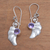 Amethyst dangle earrings, 'Butterfly Halves' - 2.5-Carat Amethyst Dangle Earrings Crafted in Bali (image 2) thumbail