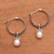 Cultured pearl dangle earrings, 'Budding Spirit' - Cultured Pearl Hoop Dangle Earrings from Bali (image 2b) thumbail