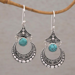 Magnesite dangle earrings, 'Elegant Crescents' - Magnesite Crescent Dangle Earrings Crafted in Bali