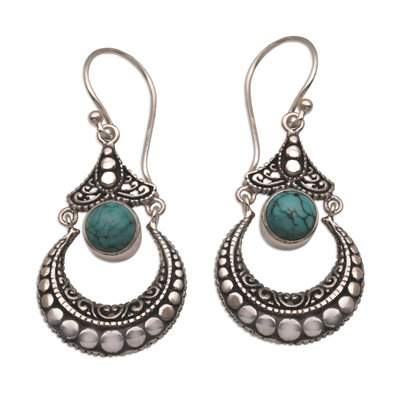 Magnesite dangle earrings, 'Elegant Crescents' - Magnesite Crescent Dangle Earrings Crafted in Bali