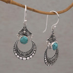Magnesite dangle earrings, 'Elegant Crescents' - Magnesite Crescent Dangle Earrings Crafted in Bali