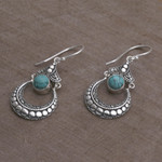 Magnesite dangle earrings, 'Elegant Crescents' - Magnesite Crescent Dangle Earrings Crafted in Bali