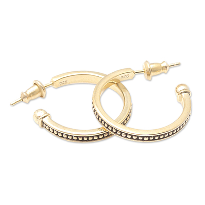 Gold plated sterling silver half-hoop earrings, 'Vintage Loop' (.8 inch) - 18k Gold Plated Sterling Silver Half-Hoop Earrings (.8 inch)