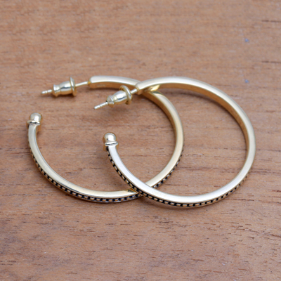Gold plated sterling silver half-hoop earrings, 'Vintage Loop' (1.3 inch) - 18k Gold Plated Sterling Silver Half-Hoop Earrings (1.3 in.)