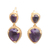 Gold plated amethyst dangle earrings, 'Vintage Ace' - 18k Gold Plated Amethyst Dangle Earrings from Bali thumbail