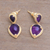 Gold plated amethyst dangle earrings, 'Vintage Ace' - 18k Gold Plated Amethyst Dangle Earrings from Bali