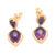 Gold plated amethyst dangle earrings, 'Vintage Ace' - 18k Gold Plated Amethyst Dangle Earrings from Bali (image 2d) thumbail