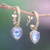 Gold plated blue topaz dangle earrings, 'Vintage Gleam' - Gold Plated Blue Topaz Half-Hoop Dangle Earrings from Bali (image 2) thumbail