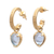 Gold plated blue topaz dangle earrings, 'Vintage Gleam' - Gold Plated Blue Topaz Half-Hoop Dangle Earrings from Bali thumbail