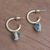 Gold plated blue topaz dangle earrings, 'Vintage Gleam' - Gold Plated Blue Topaz Half-Hoop Dangle Earrings from Bali (image 2b) thumbail