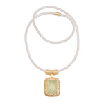 Gold accented prehnite pendant necklace, 'Buddha's Curl Memories' - Gold Accent Prehnite Pendant Necklace from Bali