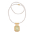 Gold accented prehnite pendant necklace, 'Buddha's Curl Memories' - Gold Accent Prehnite Pendant Necklace from Bali