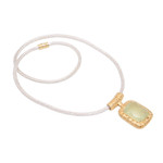 Gold accented prehnite pendant necklace, 'Buddha's Curl Memories' - Gold Accent Prehnite Pendant Necklace from Bali