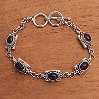 Amethyst link bracelet, 'Regal Domes'