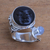 Rainbow moonstone cocktail ring, 'Night Face' - Bali Rainbow Moonstone and Ebony Wood Face Cocktail Ring (image 2) thumbail