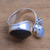 Rainbow moonstone cocktail ring, 'Night Face' - Bali Rainbow Moonstone and Ebony Wood Face Cocktail Ring (image 2d) thumbail