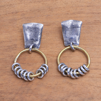 Ohrhänger aus Sterlingsilber - Moderne Ohrhänger aus Sterlingsilber und Messing aus Bali