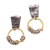 Sterling silver dangle earrings, 'Nine Rings' - Modern Sterling Silver and Brass Dangle Earrings from Bali