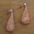 Rose gold plated magnesite dangle earrings, 'Nested Rain' - Drop-Shaped Rose Gold Plated Magnesite Earrings from Bali