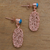 Rose gold plated magnesite dangle earrings, 'Nested Ovals' - Oval Rose Gold Plated Magnesite Earrings from Bali