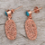 Rose gold plated magnesite dangle earrings, 'Nested Ovals' - Oval Rose Gold Plated Magnesite Earrings from Bali