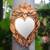 Wood wall mirror, 'Jepun Heart' - Heart-Shaped Frangipani Flower Wood Wall Mirror from Bali thumbail