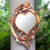 Wood wall mirror, 'Lotus Heart' - Heart-Shaped Floral Pattern Wood Wall Mirror from Bali (image 2) thumbail