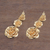 Gold plated sterling silver dangle earrings, 'Blooming Rose Trio' - Rose Trio 18k Gold Plated Sterling Silver Dangle Earrings (image 2b) thumbail