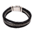 Men's sterling silver and leather bracelet, 'Three Snakes in Black' - Men's Sterling Silver and Black Leather Bracelet from Bali (image 2a) thumbail
