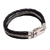 Men's sterling silver and leather bracelet, 'Three Snakes in Black' - Men's Sterling Silver and Black Leather Bracelet from Bali (image 2f) thumbail