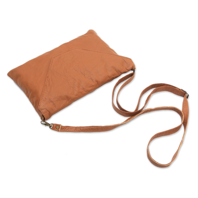 Leather sling, 'Stylish Envelope in Copper' - Envelope-Shaped Leather Sling in Copper from Bali