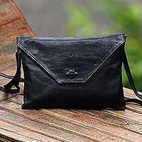 Leather sling, Stylish Envelope in Charcoal