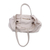 Leather accented cotton tote, 'Oyster Style' - Leather Accent Cotton Tote in Solid Oyster from Java (image 2d) thumbail