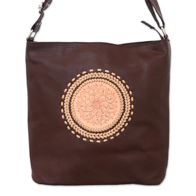 Floral Pattern Leather Shoulder Bag from Bali