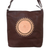 Leather shoulder bag, 'Lotus Carrier in Mahogany' - Floral Pattern Leather Shoulder Bag from Bali