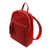 Leather backpack, 'Truntum Pattern' - Truntum Pattern Leather Backpack in Crimson from Bali (image 2b) thumbail