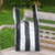 Leather tote, 'Kresek Style' - Black and White Striped Leather Tote from Bali (image 2) thumbail