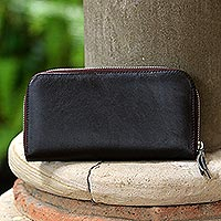 Leather clutch, 'Polosan Espresso' - Solid Leather Clutch in Espresso Crafted in Bali