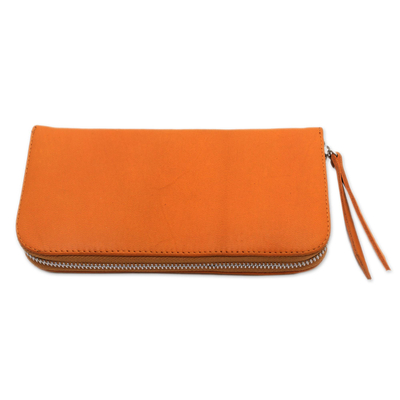 Leather clutch, 'Polosan Sunrise' - Solid Leather Clutch in Sunrise Crafted in Bali