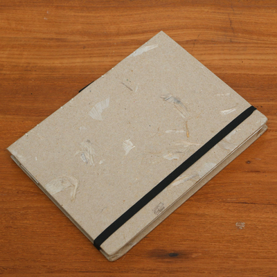 Recycled paper journal, 'Bawang' - Handcrafted Recycled Paper Journal from Java