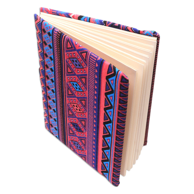 Cotton journal, 'Tribal Purple' (8 inch) - Purple Cotton Journal from Java (8 in.)
