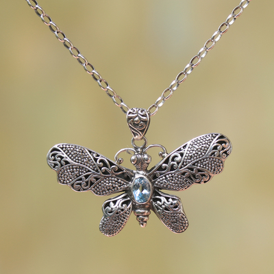 Aooaz Jewelry Pendant Necklaces for Women Double Butterfly Silver Material Chain Necklaces 