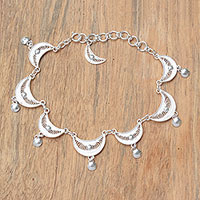 Sterling silver filigree link bracelet, Sabit Moon