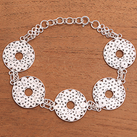 Sterling silver filigree link bracelet, Fascinating Circles