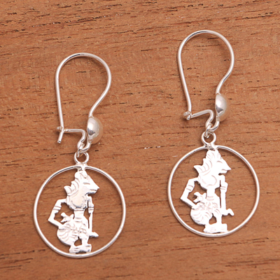 Sterling silver dangle earrings, Krishna Circle